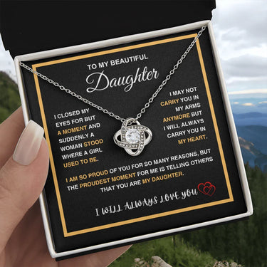 To My Beautiful Daughter - Love Knot Necklace - Gift Set - SLDDL0092 - Sunshine Letters Co
